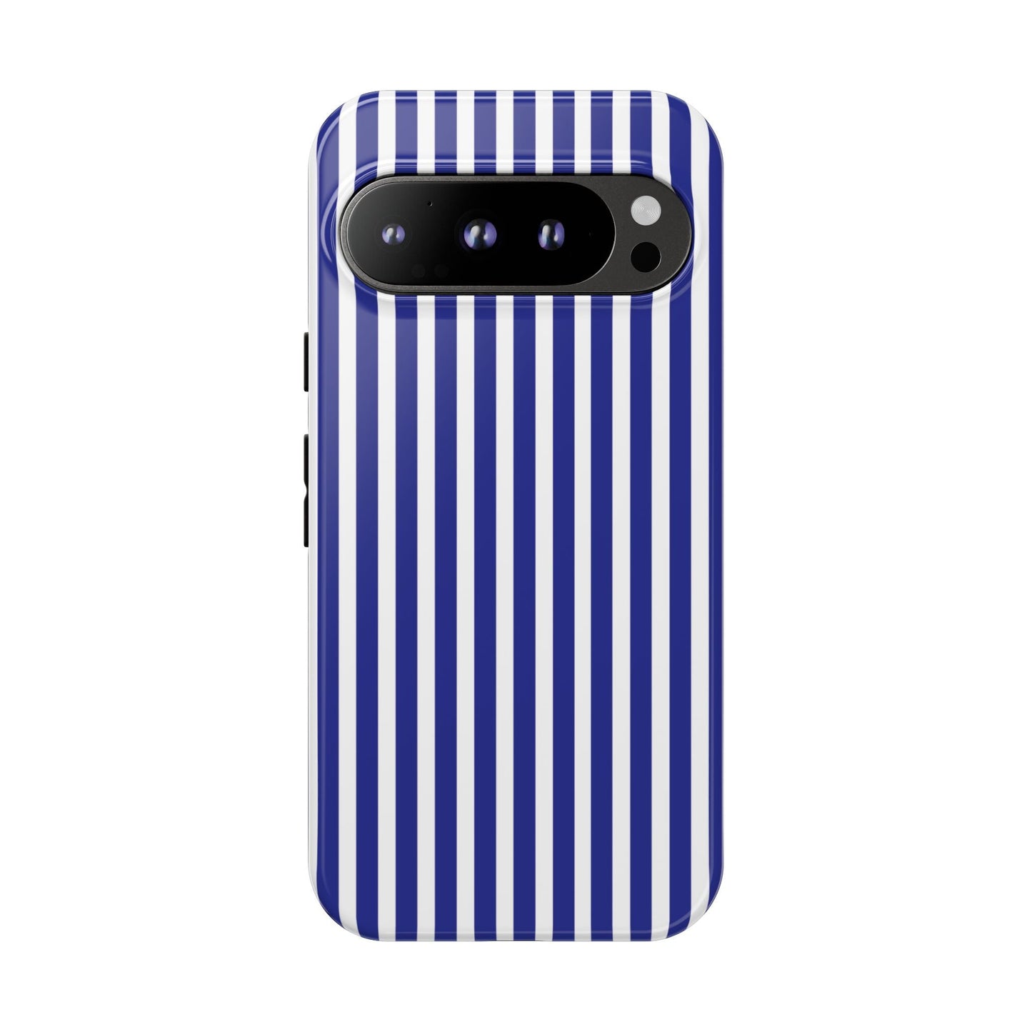 Blue White Striped Tough Phone Case Cover - Google Pixel 9 Pro / Glossy - Phone Case