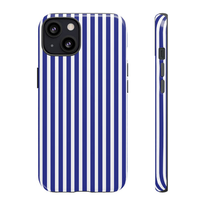 Blue White Striped Tough Phone Case Cover - iPhone 13 / Glossy - Phone Case