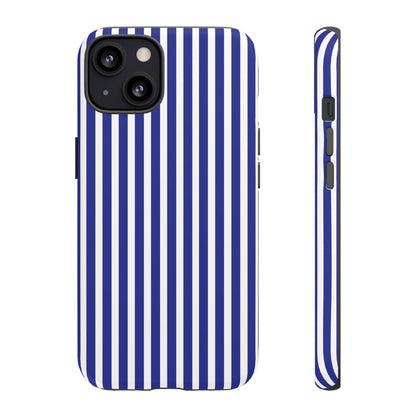 Blue White Striped Tough Phone Case Cover - iPhone 13 / Matte - Phone Case