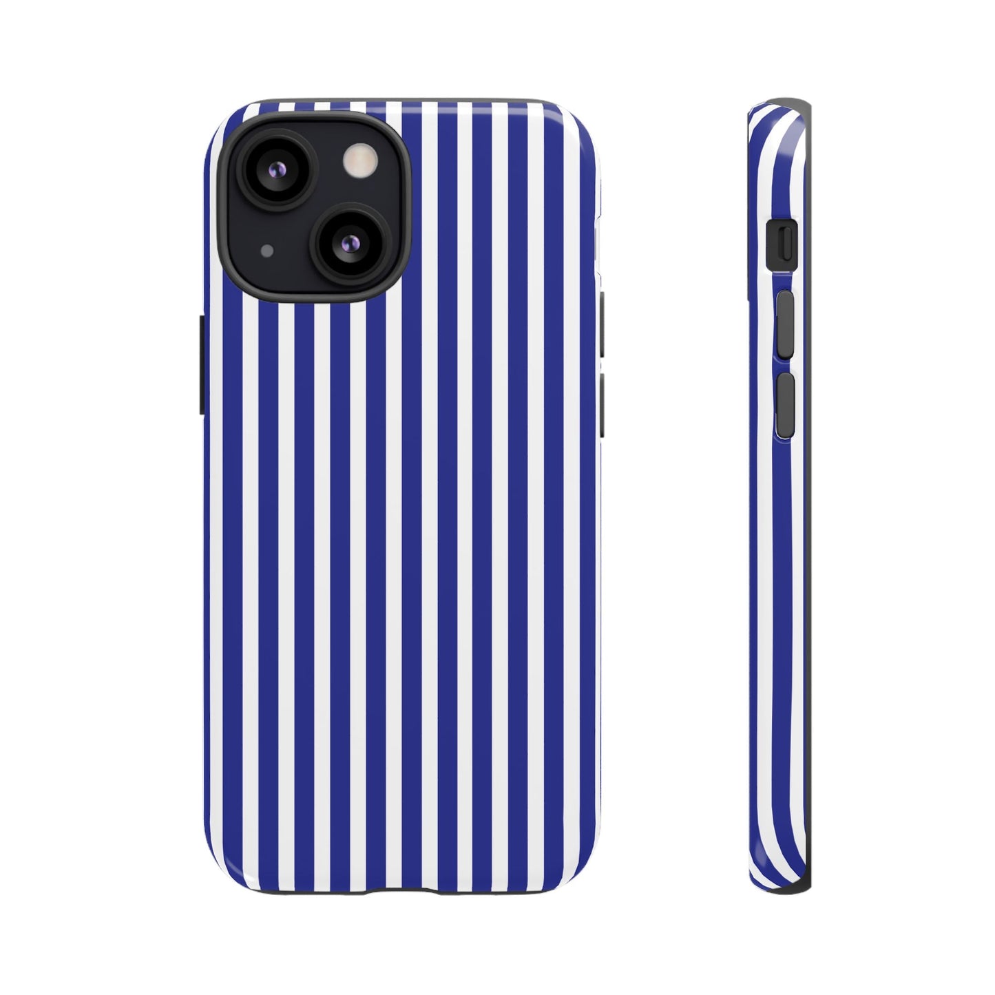 Blue White Striped Tough Phone Case Cover - iPhone 13 Mini / Glossy - Phone Case