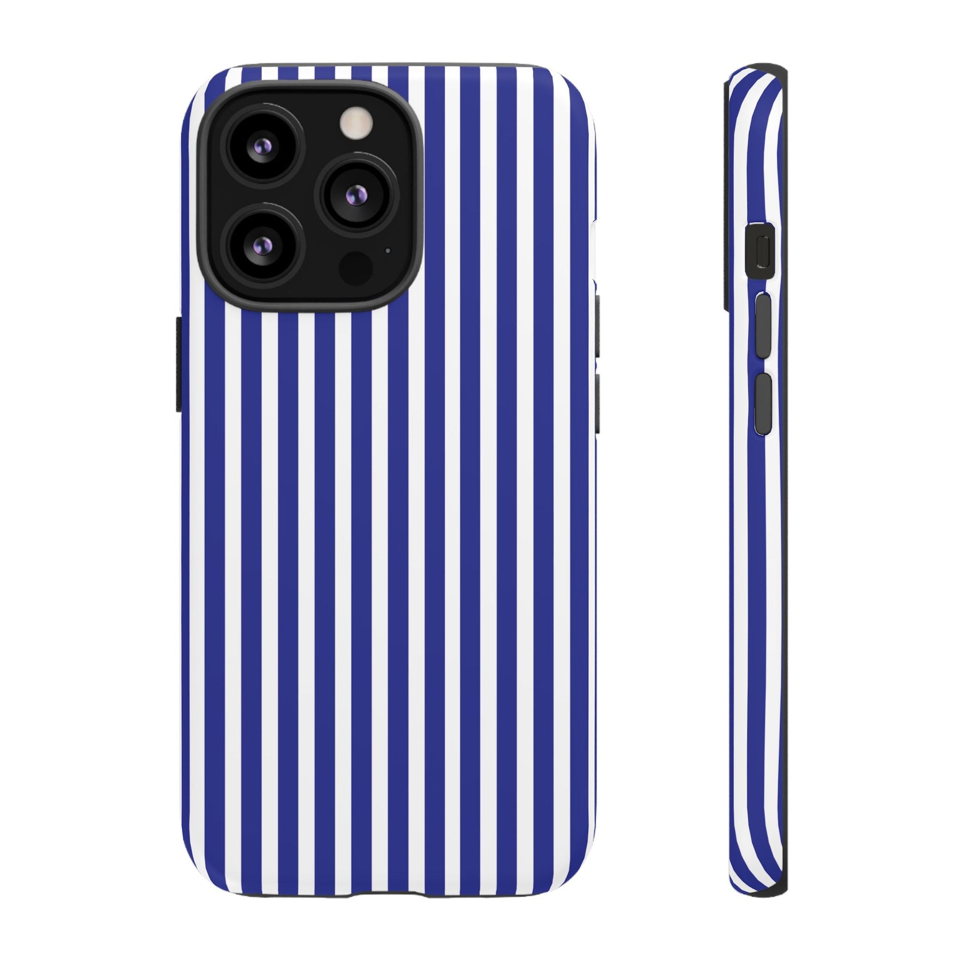 Blue White Striped Tough Phone Case Cover - iPhone 13 Pro / Matte - Phone Case