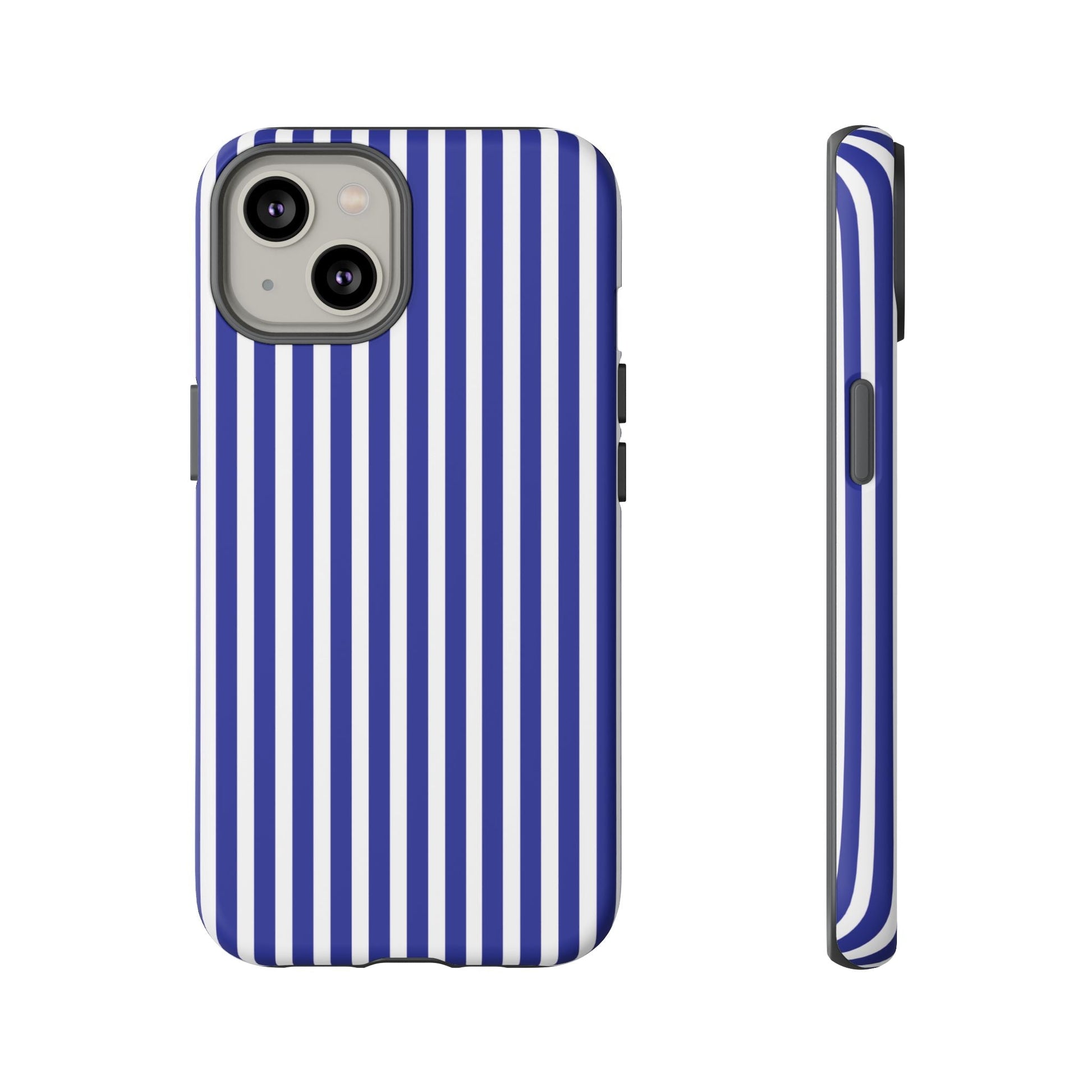 Blue White Striped Tough Phone Case Cover - iPhone 14 / Matte - Phone Case