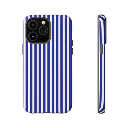 Blue White Striped Tough Phone Case Cover - iPhone 14 Pro Max / Glossy - Phone Case