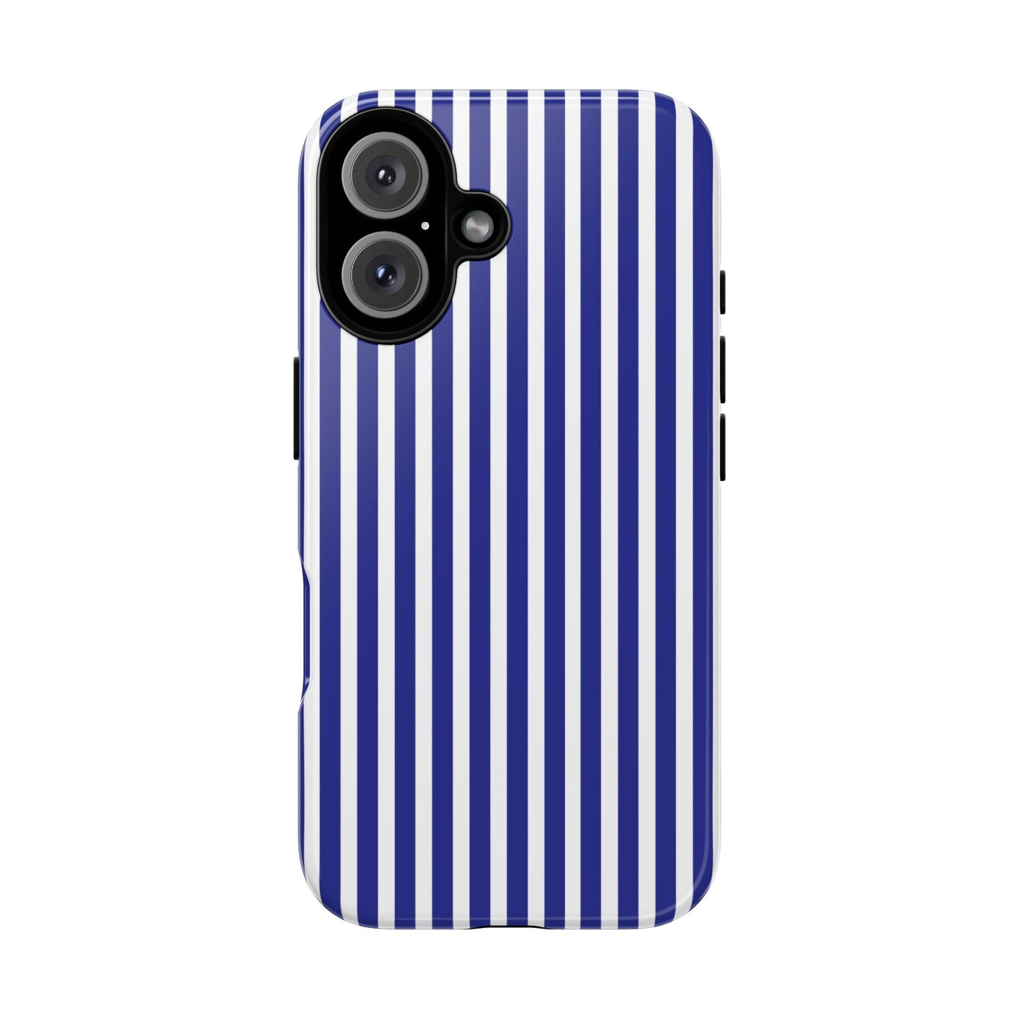 Blue White Striped Tough Phone Case Cover - iPhone 16 / Glossy - Phone Case