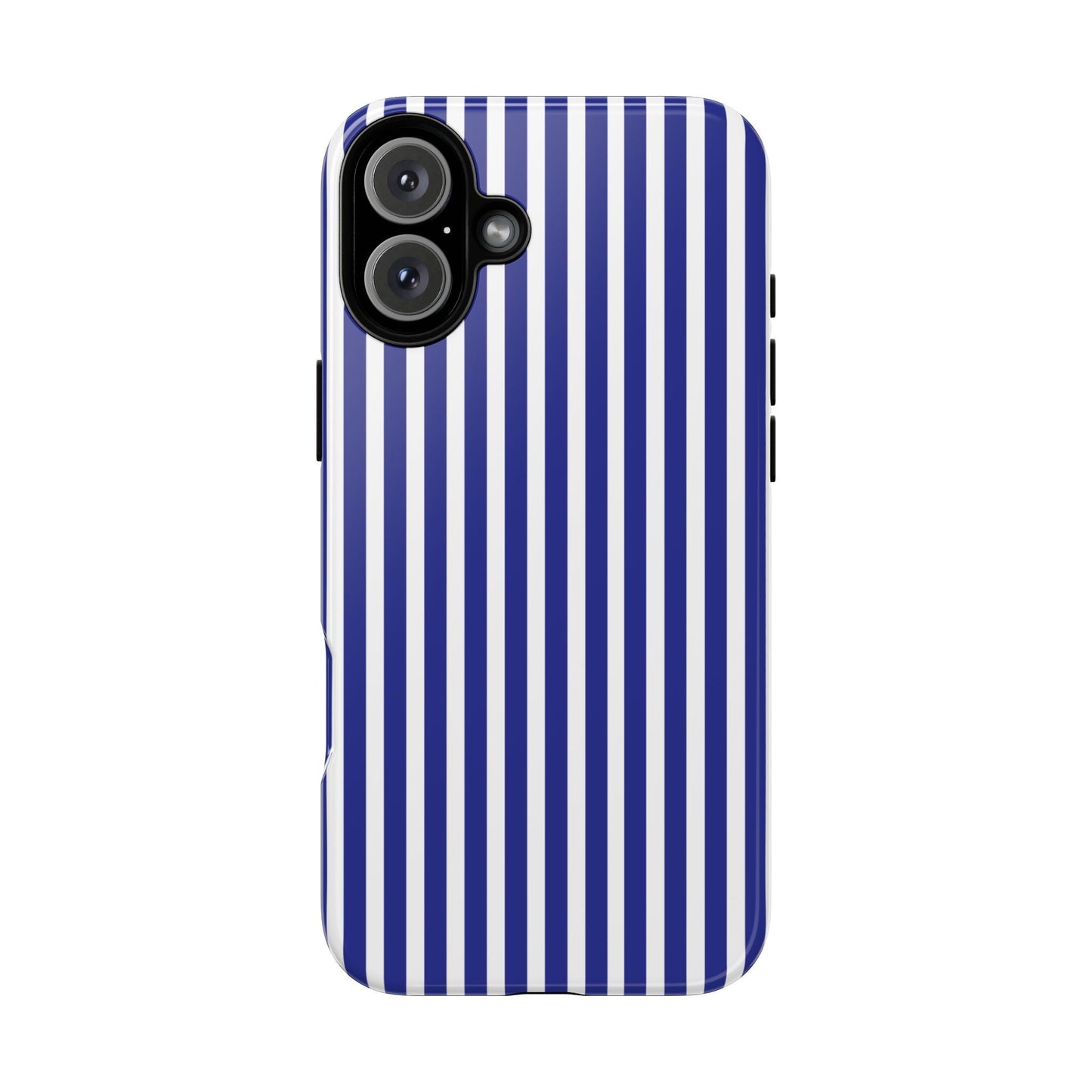 Blue White Striped Tough Phone Case Cover - iPhone 16 Plus / Glossy - Phone Case