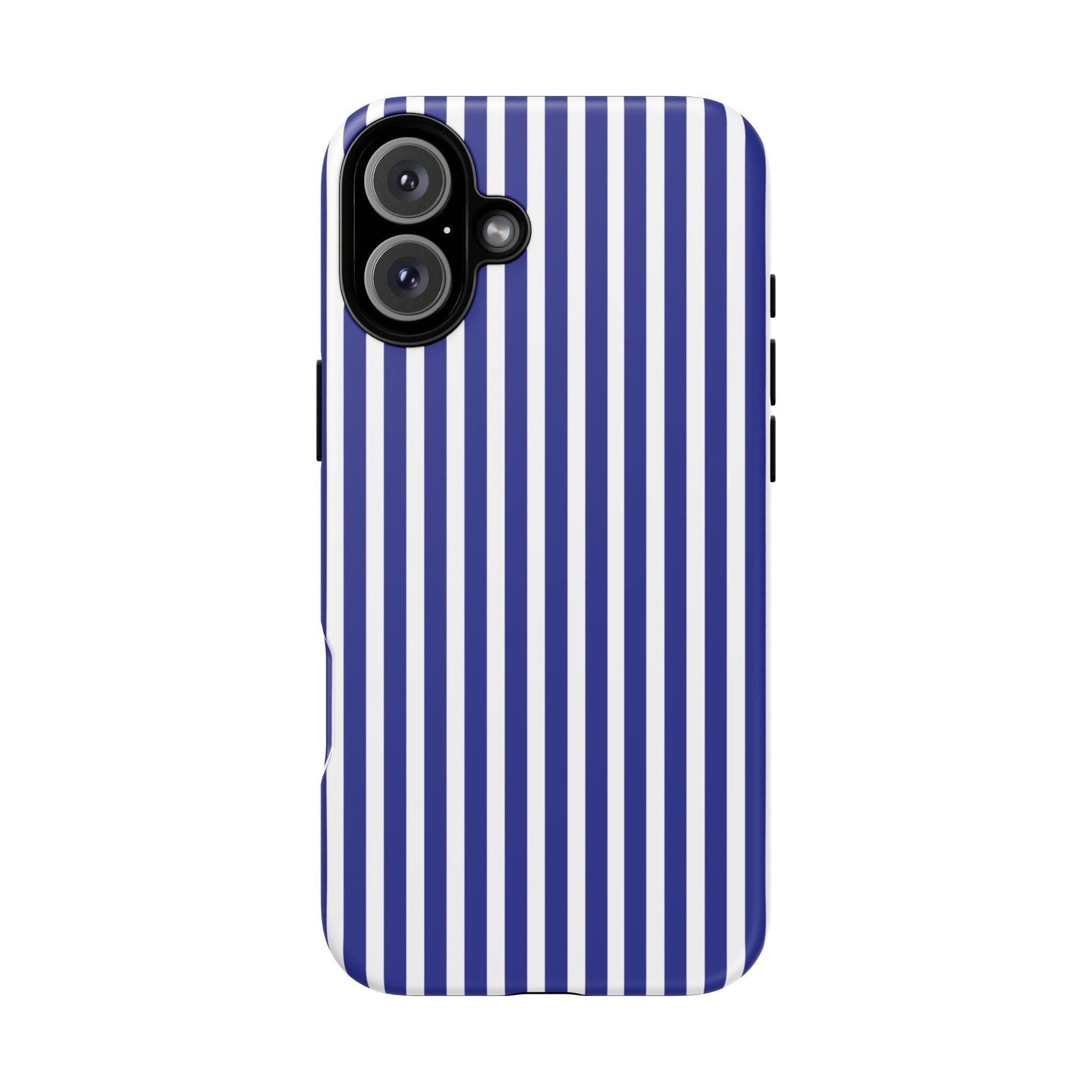 Blue White Striped Tough Phone Case Cover - iPhone 16 Plus / Matte - Phone Case