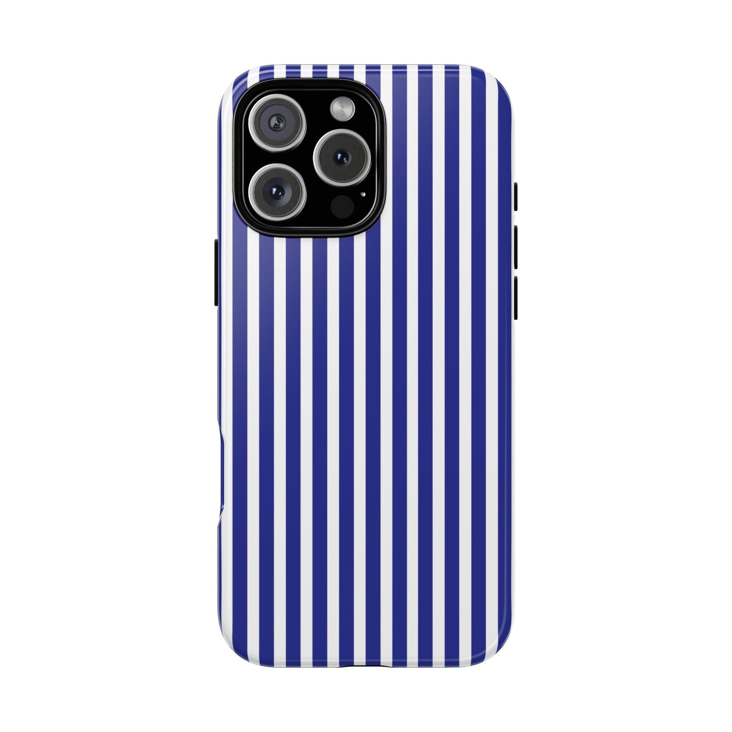 Blue White Striped Tough Phone Case Cover - iPhone 16 Pro Max / Glossy - Phone Case