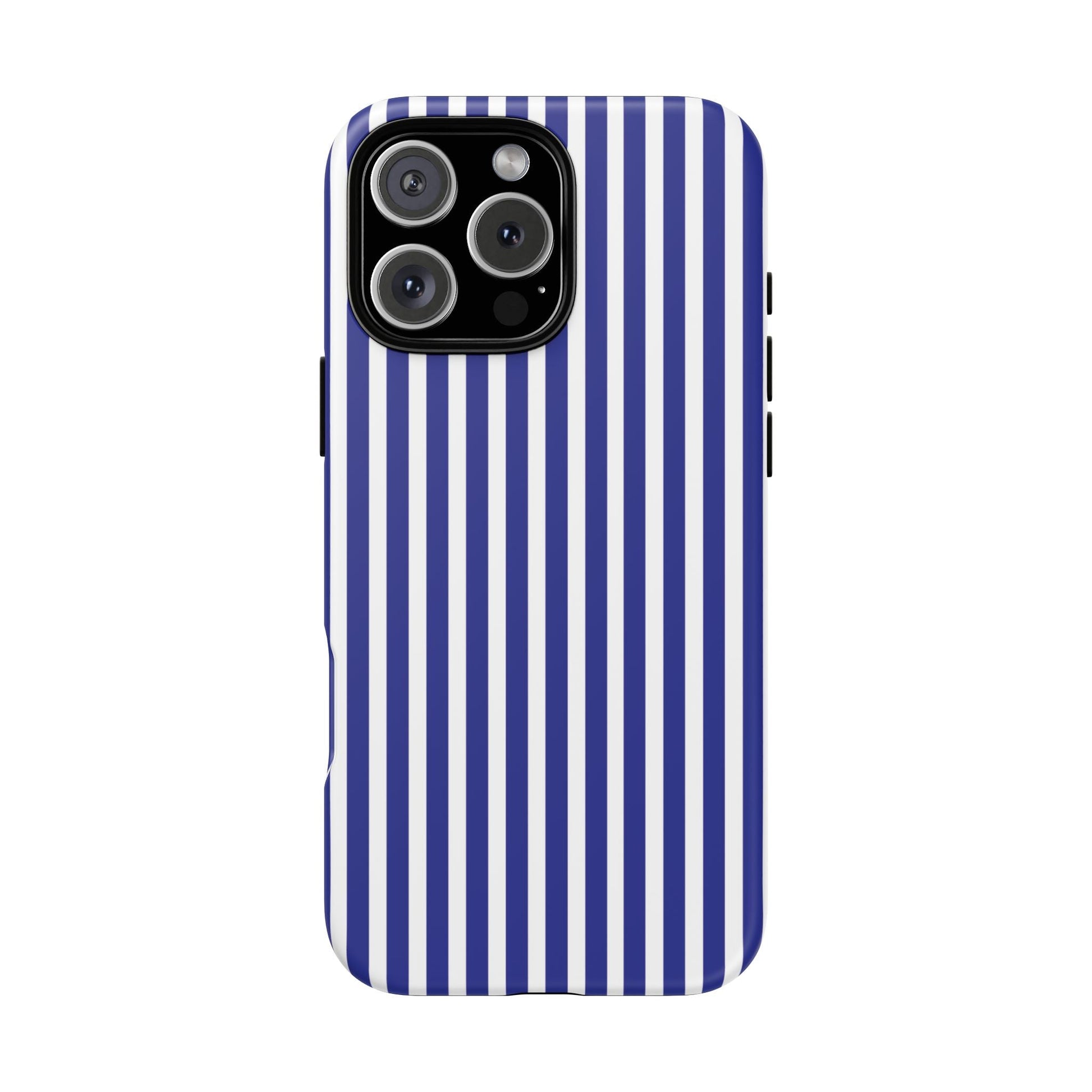 Blue White Striped Tough Phone Case Cover - iPhone 16 Pro Max / Matte - Phone Case