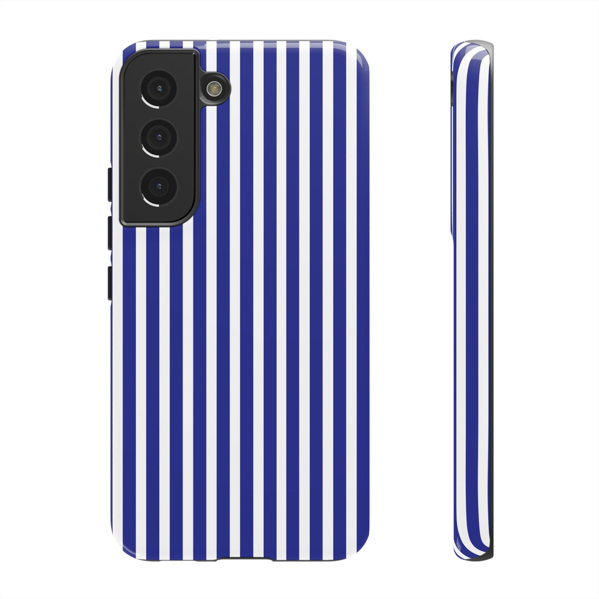 Blue White Striped Tough Phone Case Cover - Samsung Galaxy S22 / Glossy - Phone Case