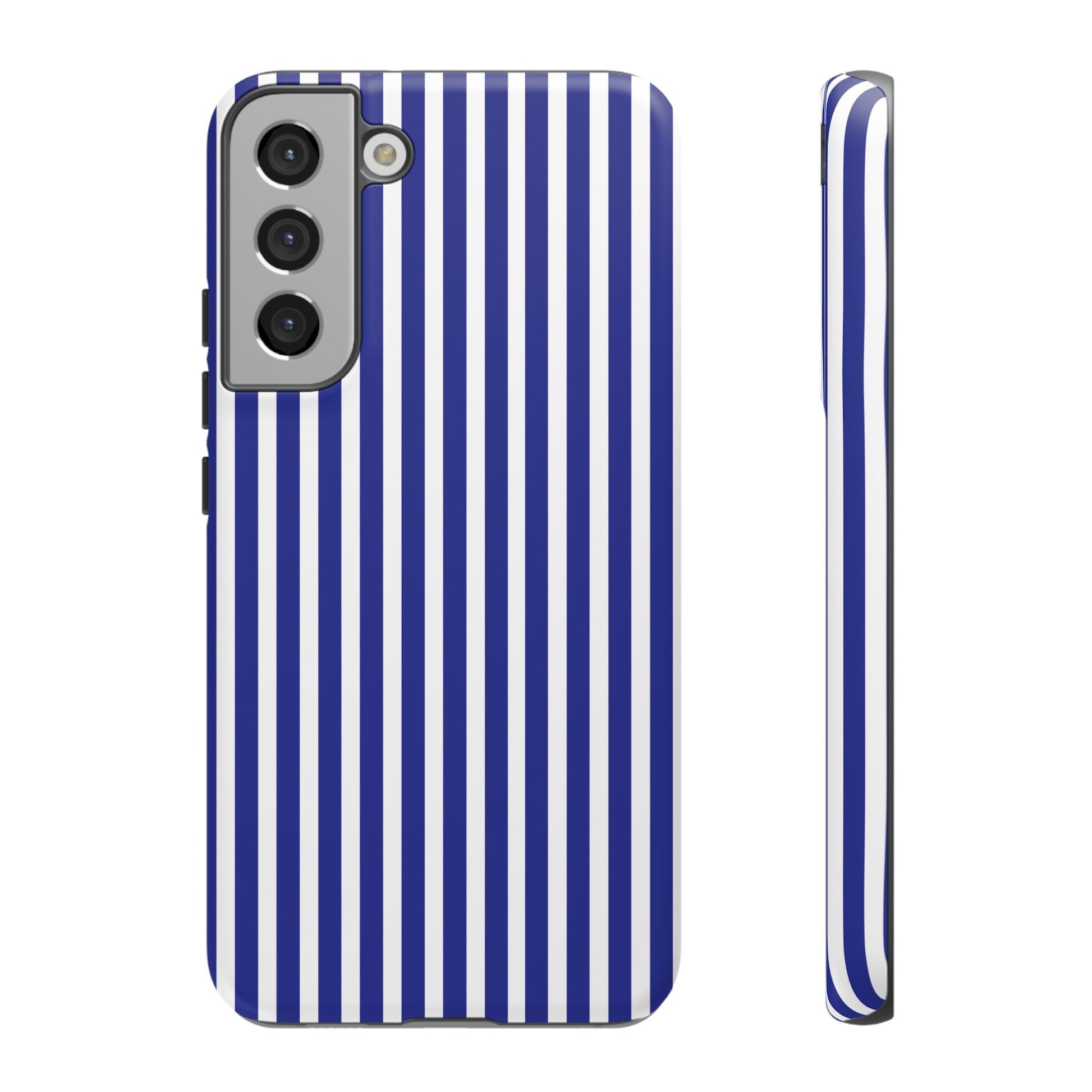 Blue White Striped Tough Phone Case Cover - Samsung Galaxy S22 Plus / Matte - Phone Case