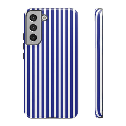 Blue White Striped Tough Phone Case Cover - Samsung Galaxy S22 Plus / Glossy - Phone Case