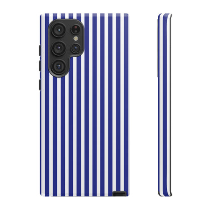 Blue White Striped Tough Phone Case Cover - Samsung Galaxy S22 Ultra / Matte - Phone Case