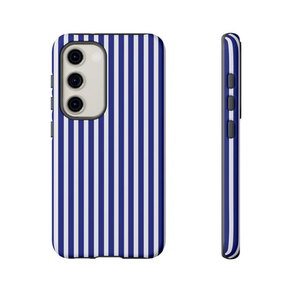 Blue White Striped Tough Phone Case Cover - Samsung Galaxy S23 / Glossy - Phone Case