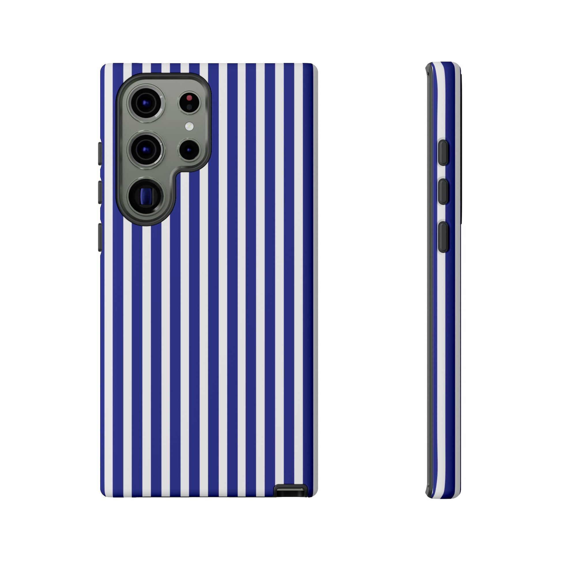 Blue White Striped Tough Phone Case Cover - Samsung Galaxy S23 Ultra / Matte - Phone Case