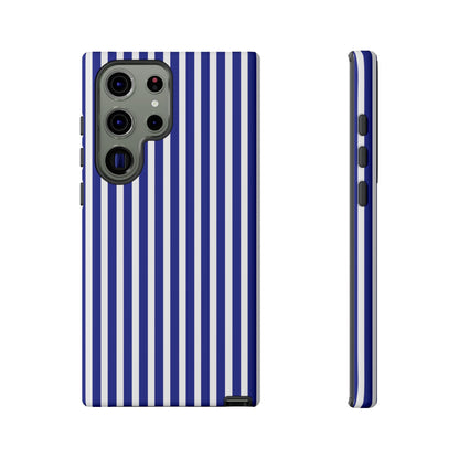 Blue White Striped Tough Phone Case Cover - Samsung Galaxy S23 Ultra / Matte - Phone Case