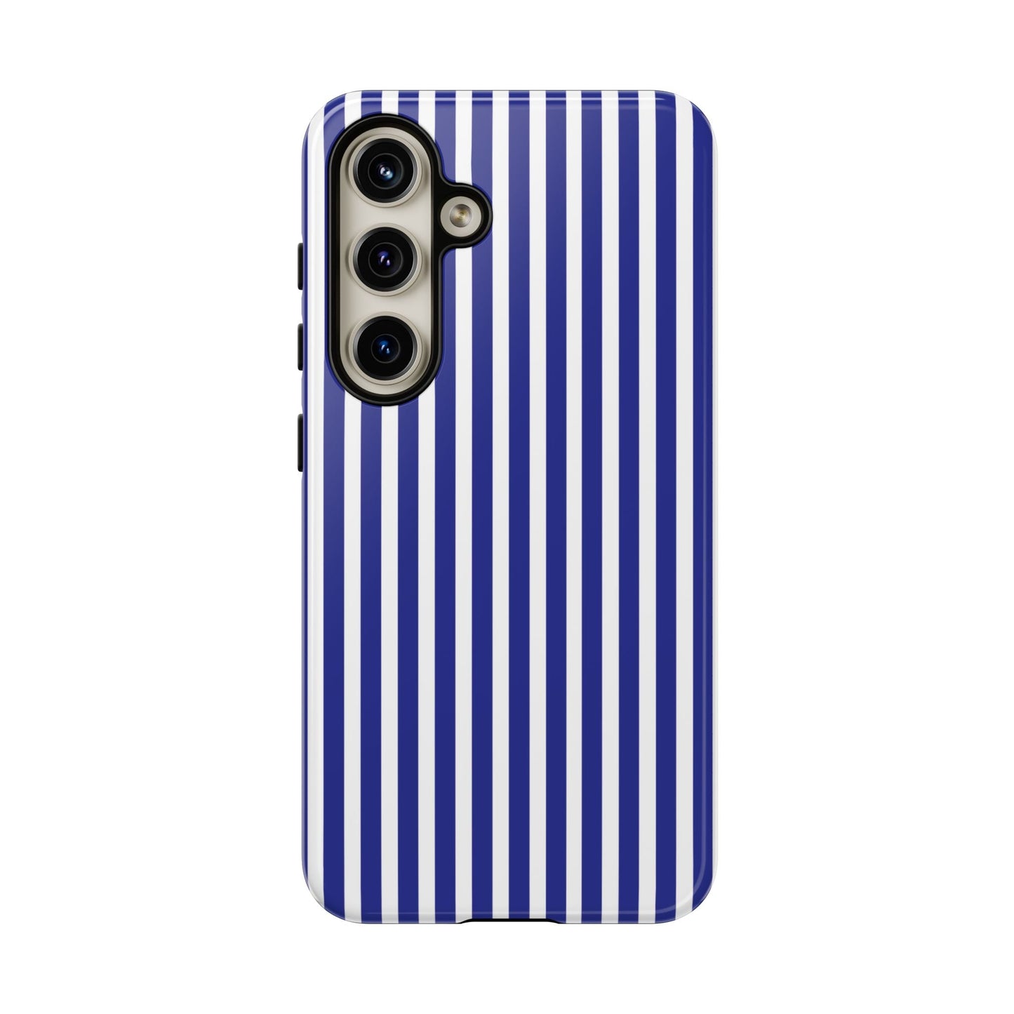 Blue White Striped Tough Phone Case Cover - Samsung Galaxy S24 / Glossy - Phone Case