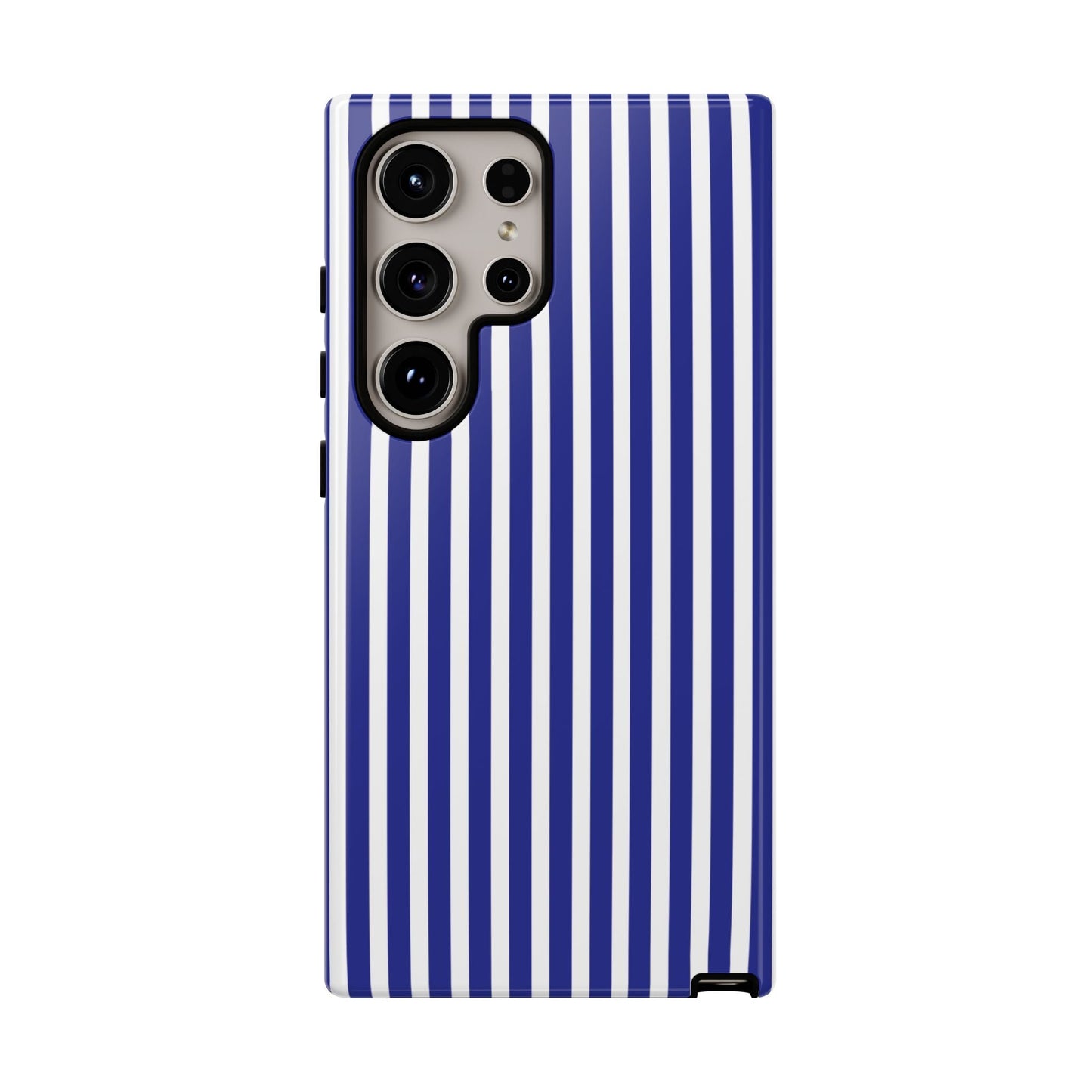 Blue White Striped Tough Phone Case Cover - Samsung Galaxy S24 Ultra / Glossy - Phone Case