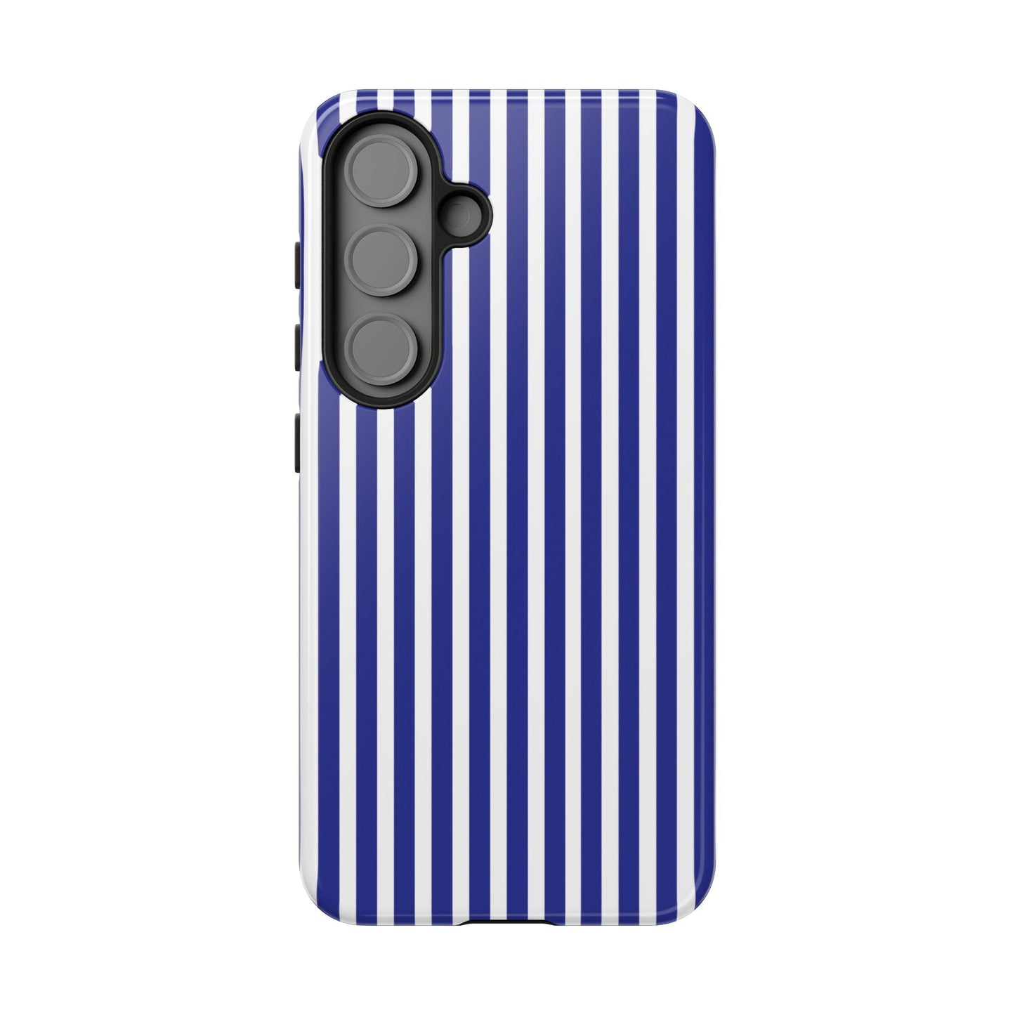 Blue White Striped Tough Phone Case Cover - Samsung Galaxy S25 / Glossy - Phone Case