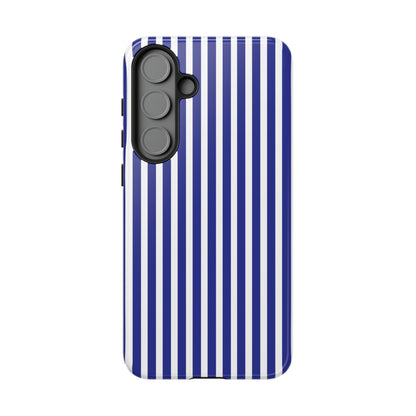 Blue White Striped Tough Phone Case Cover - Samsung Galaxy S25 Plus / Glossy - Phone Case