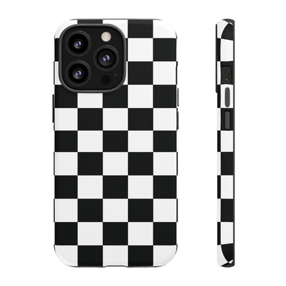 Checkered Protective Phone Cover High Gloss Black iPhone Case - iPhone 13 Pro / Matte - Phone Case