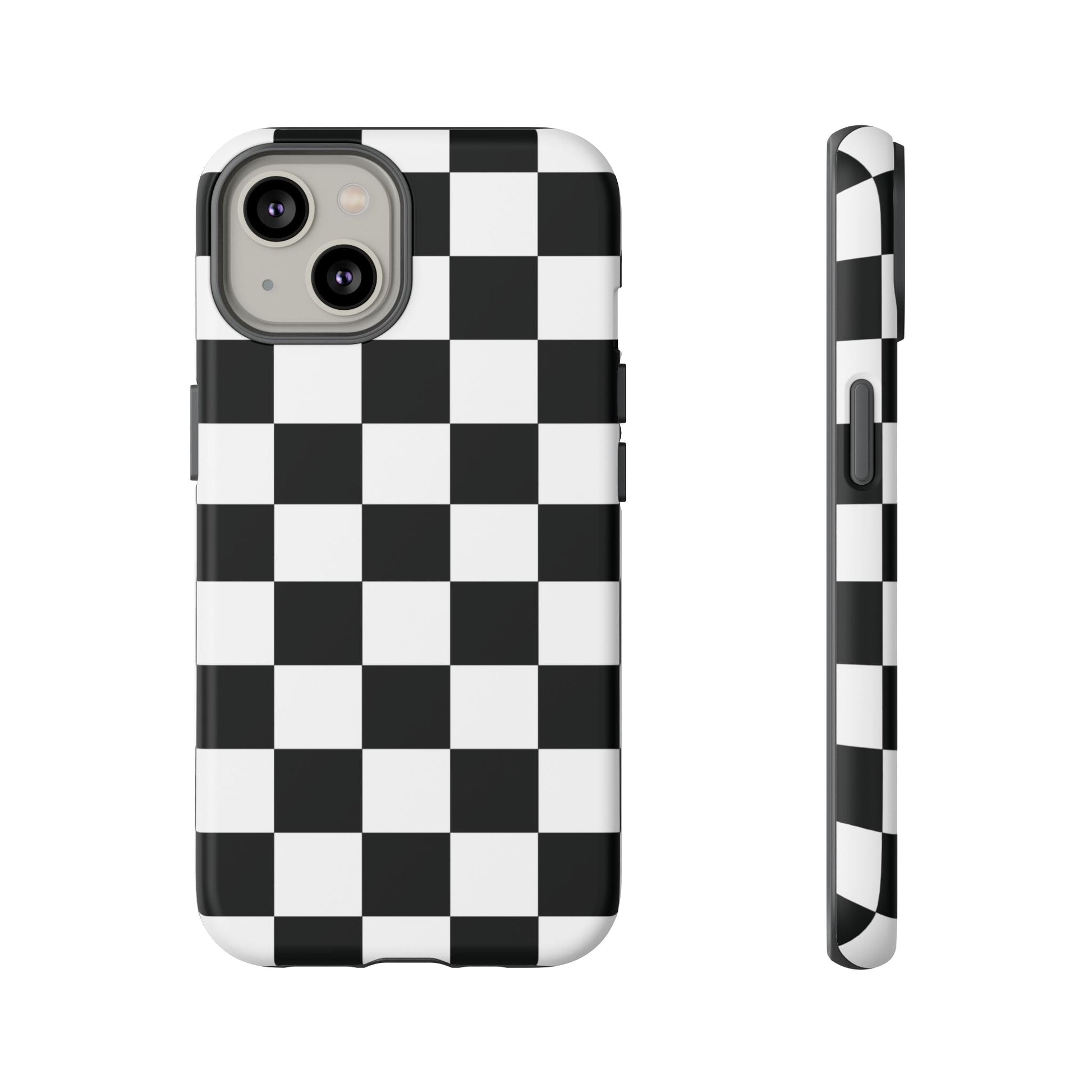 Checkered Protective Phone Cover High Gloss Black iPhone Case - iPhone 14 / Matte - Phone Case