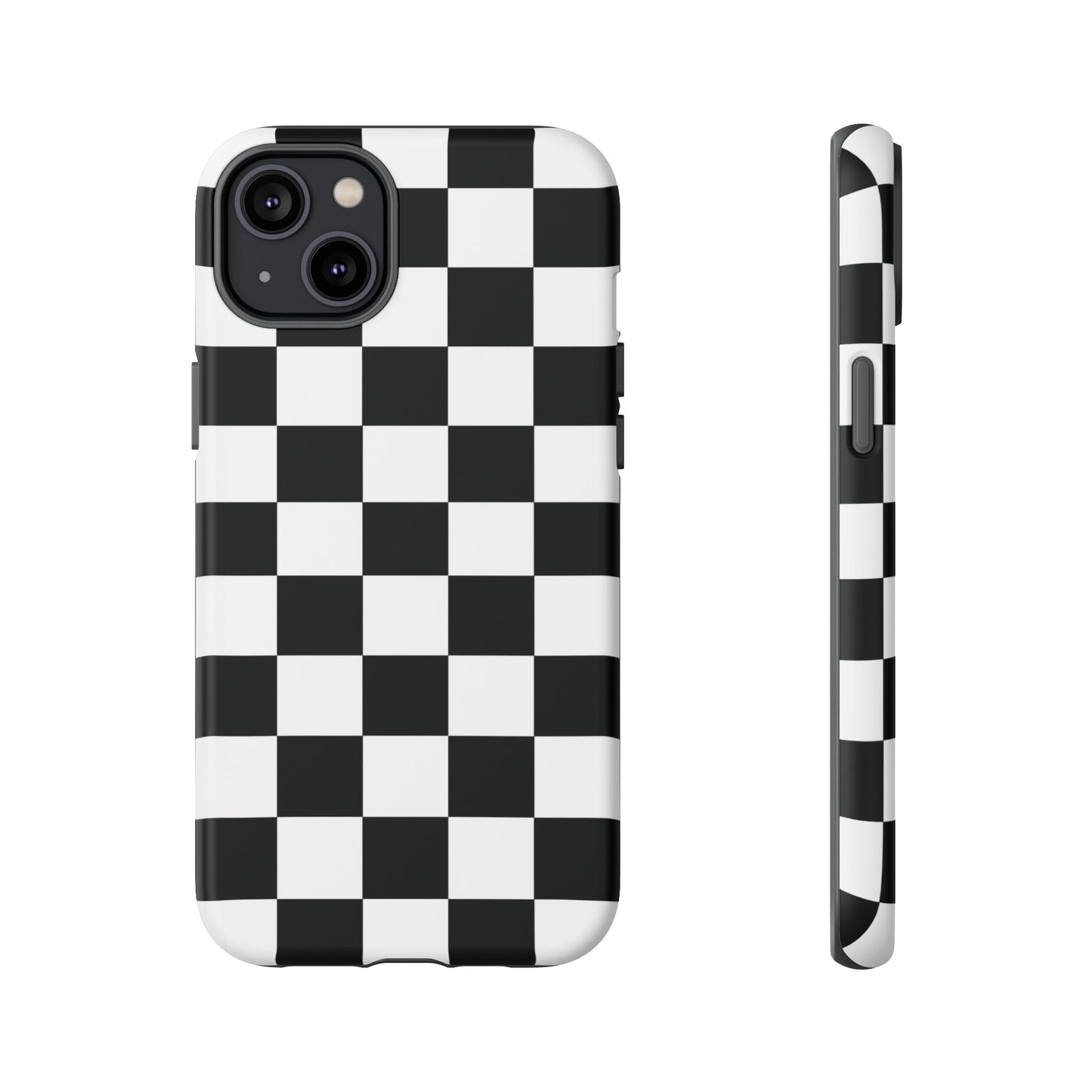 Checkered Protective Phone Cover High Gloss Black iPhone Case - iPhone 14 Plus / Matte - Phone Case