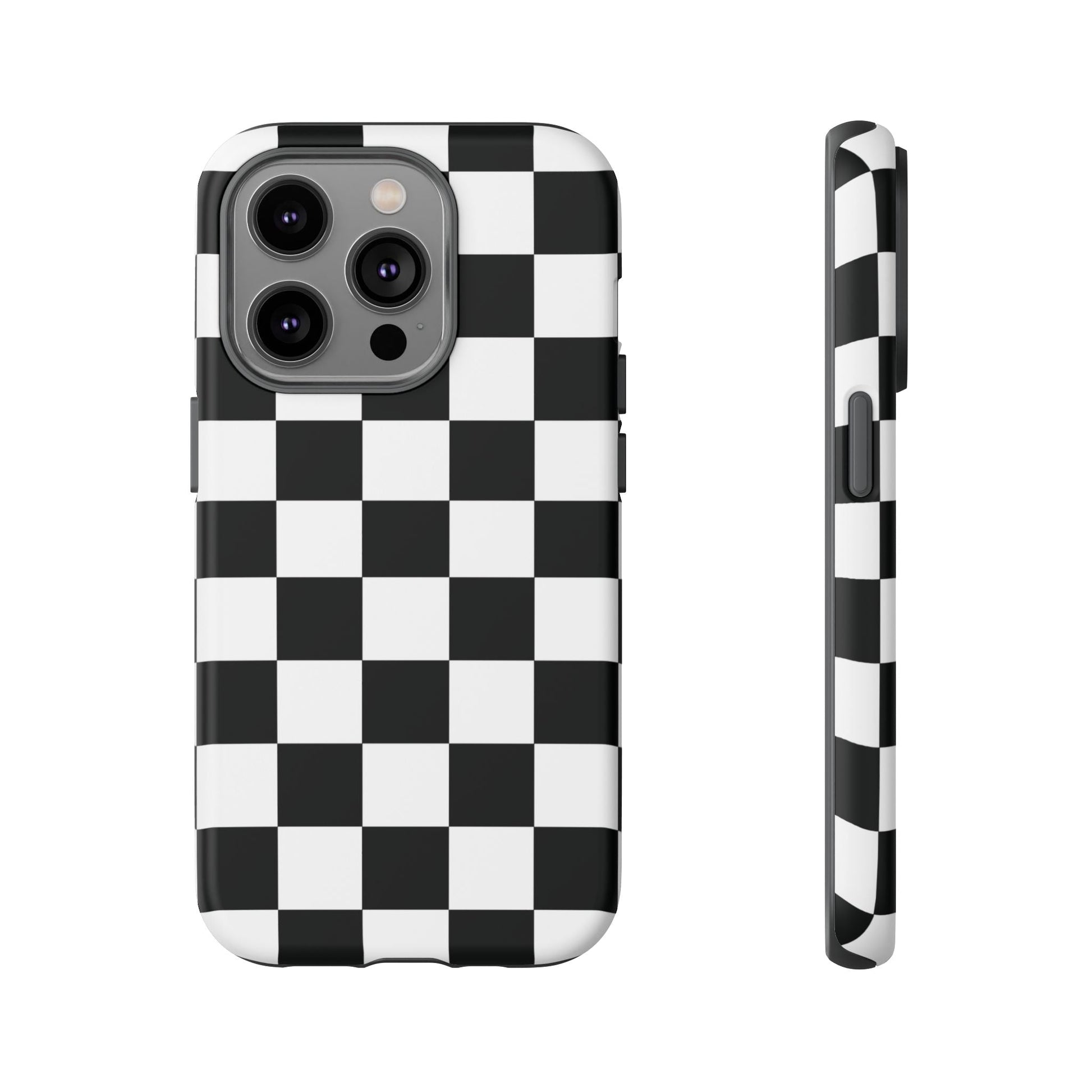 Checkered Protective Phone Cover High Gloss Black iPhone Case - iPhone 14 Pro / Matte - Phone Case