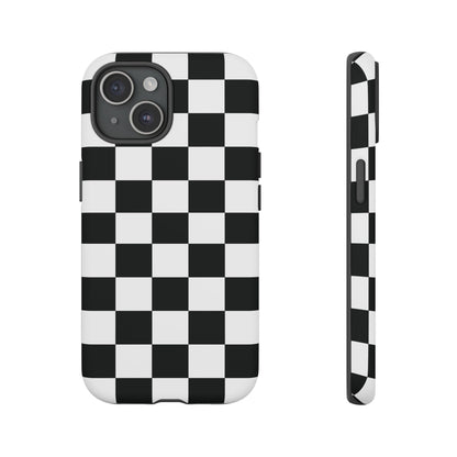 Checkered Protective Phone Cover High Gloss Black iPhone Case - iPhone 15 / Matte - Phone Case