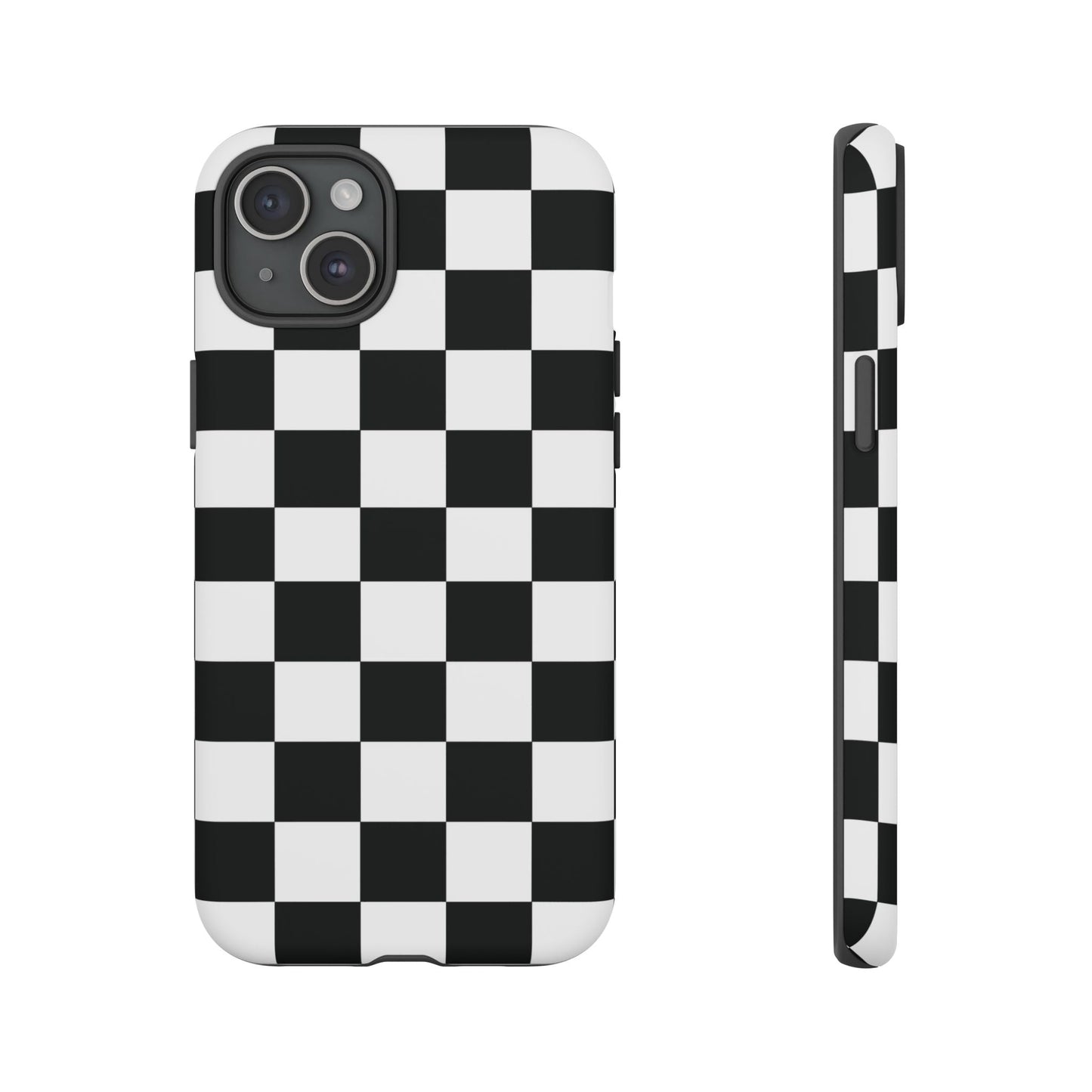 Checkered Protective Phone Cover High Gloss Black iPhone Case - iPhone 15 Plus / Matte - Phone Case