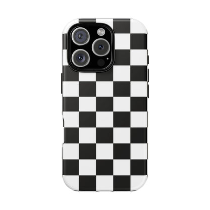 Checkered Protective Phone Cover High Gloss Black iPhone Case - iPhone 16 Pro / Matte - Phone Case