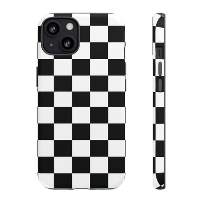 Checkered Protective Phone Cover High Gloss Black iPhone Case - iPhone 13 / Matte - Phone Case