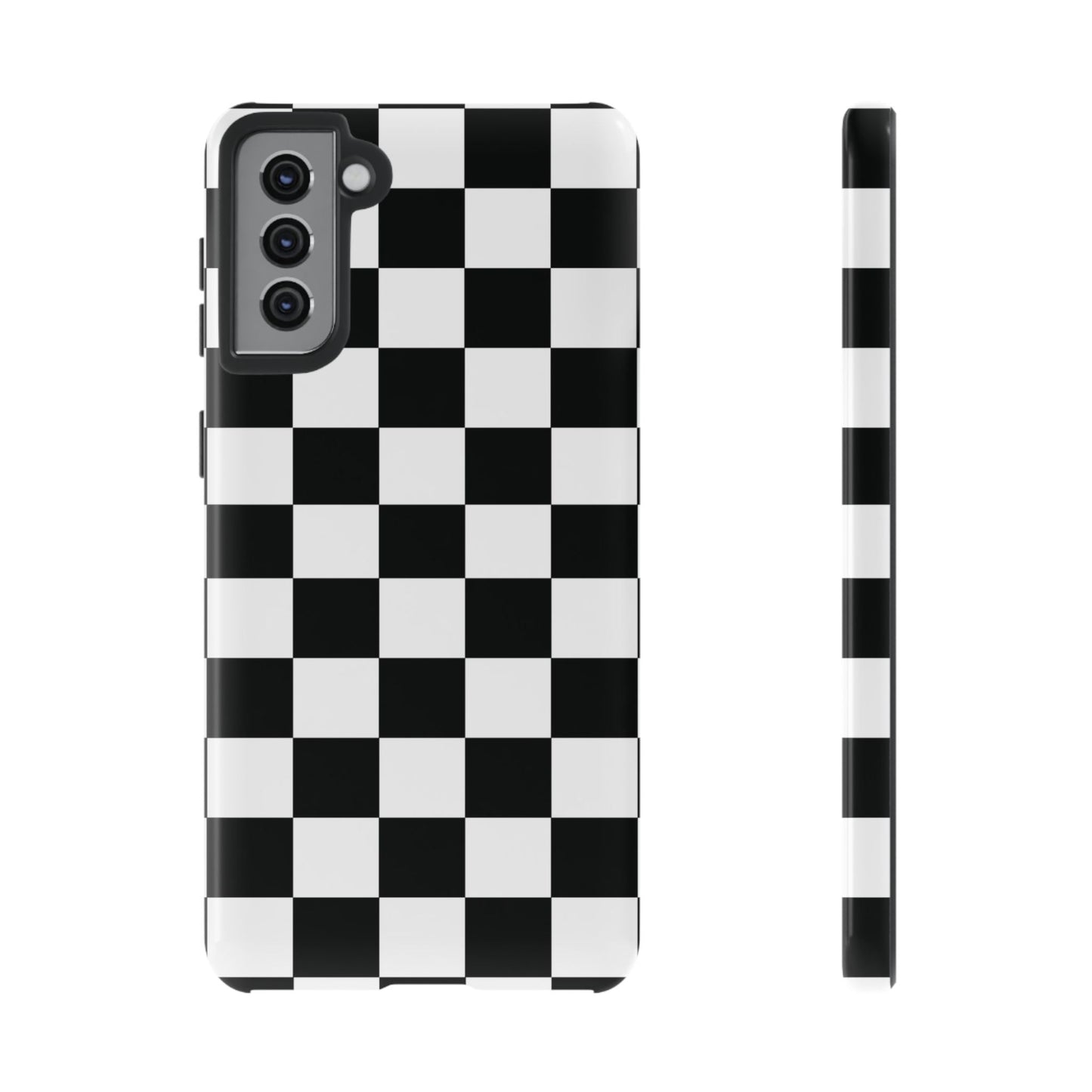 Checkered Protective Phone Cover High Gloss Black iPhone Case - Samsung Galaxy S21 Plus / Glossy - Phone Case