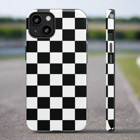 Checkered Protective Phone Cover High Gloss Black iPhone Case - iPhone 13 / Glossy - Phone Case