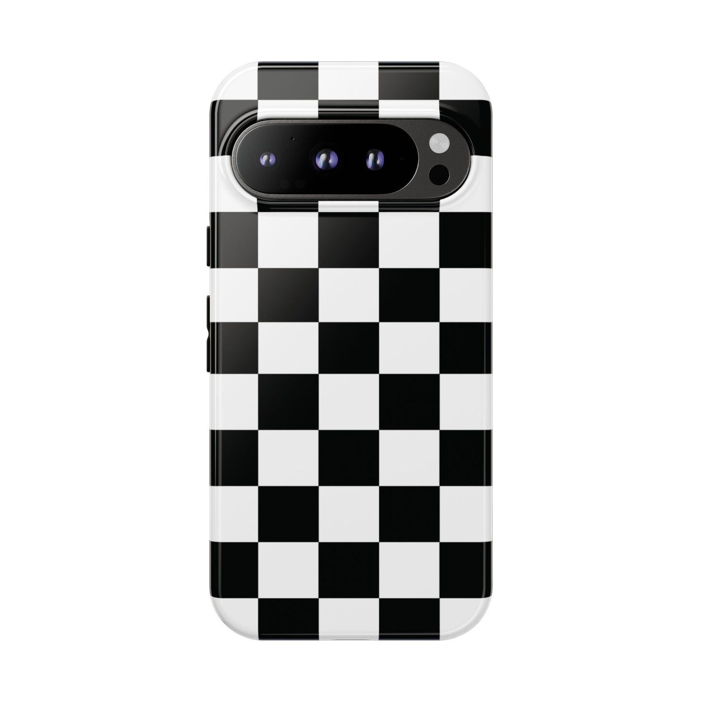 Checkered Protective Phone Cover High Gloss Black iPhone Case - Google Pixel 9 Pro / Glossy - Phone Case