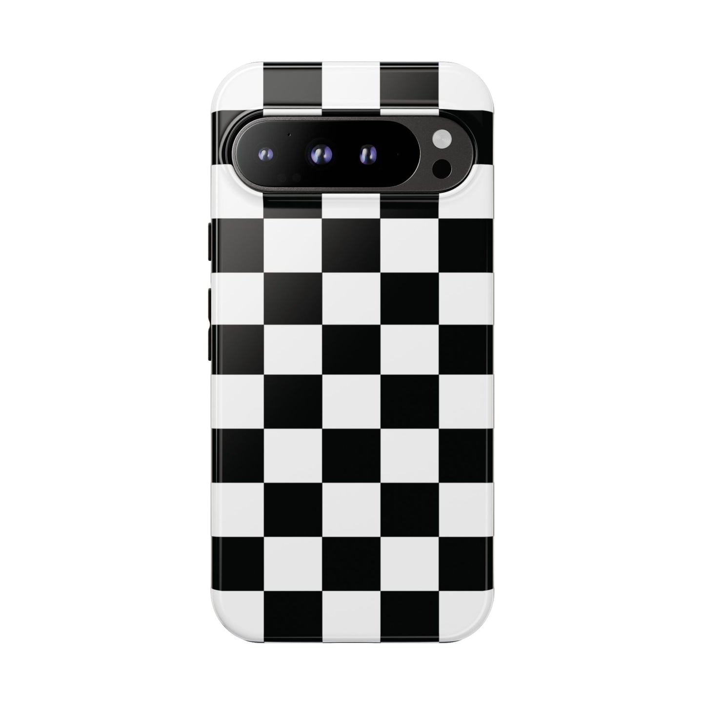 Checkered Protective Phone Cover High Gloss Black iPhone Case - Google Pixel 9 Pro XL / Glossy - Phone Case