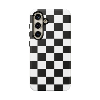 Checkered Protective Phone Cover High Gloss Black iPhone Case - Samsung Galaxy S24 / Matte - Phone Case