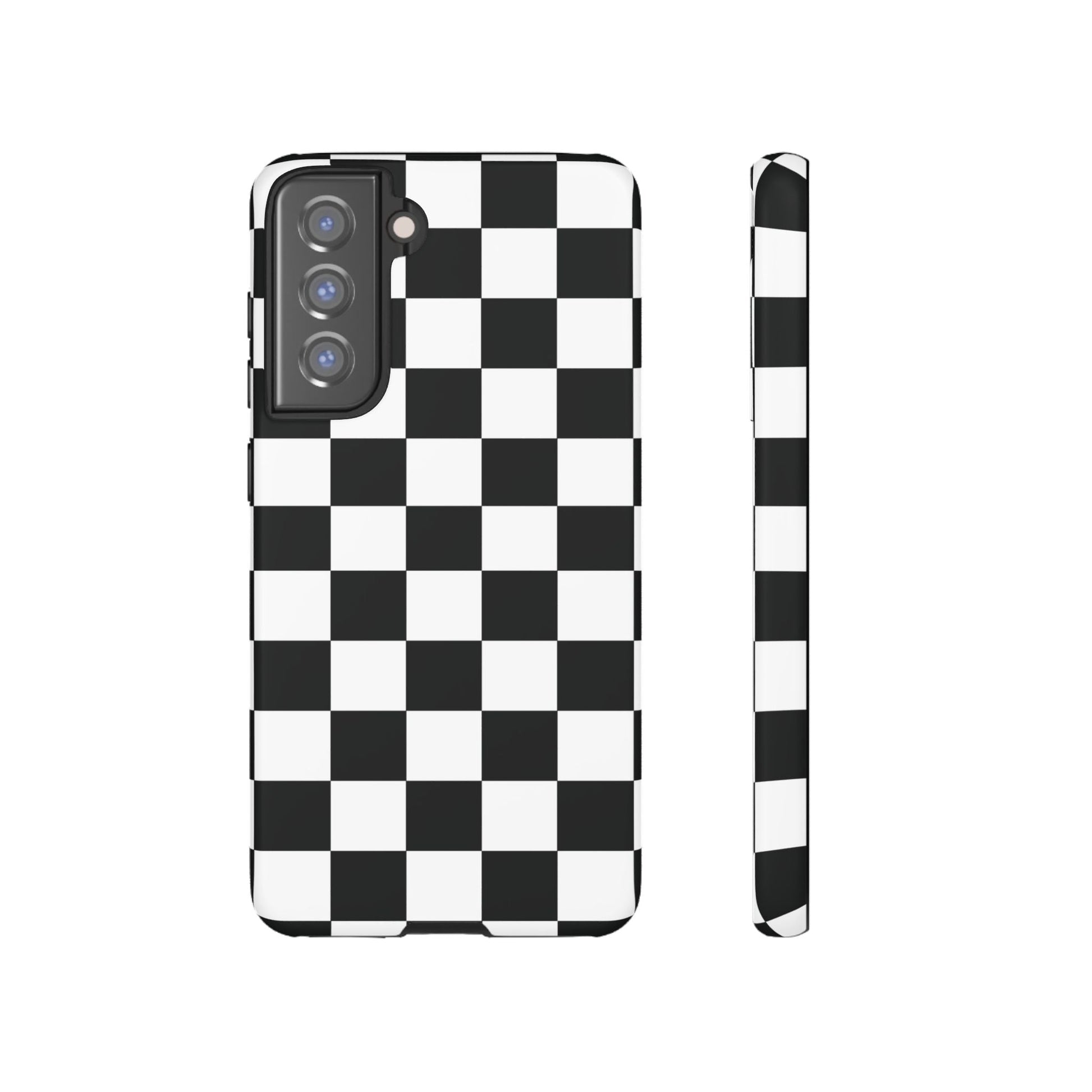 Checkered Protective Phone Cover High Gloss Black iPhone Case - Samsung Galaxy S21 FE / Matte - Phone Case