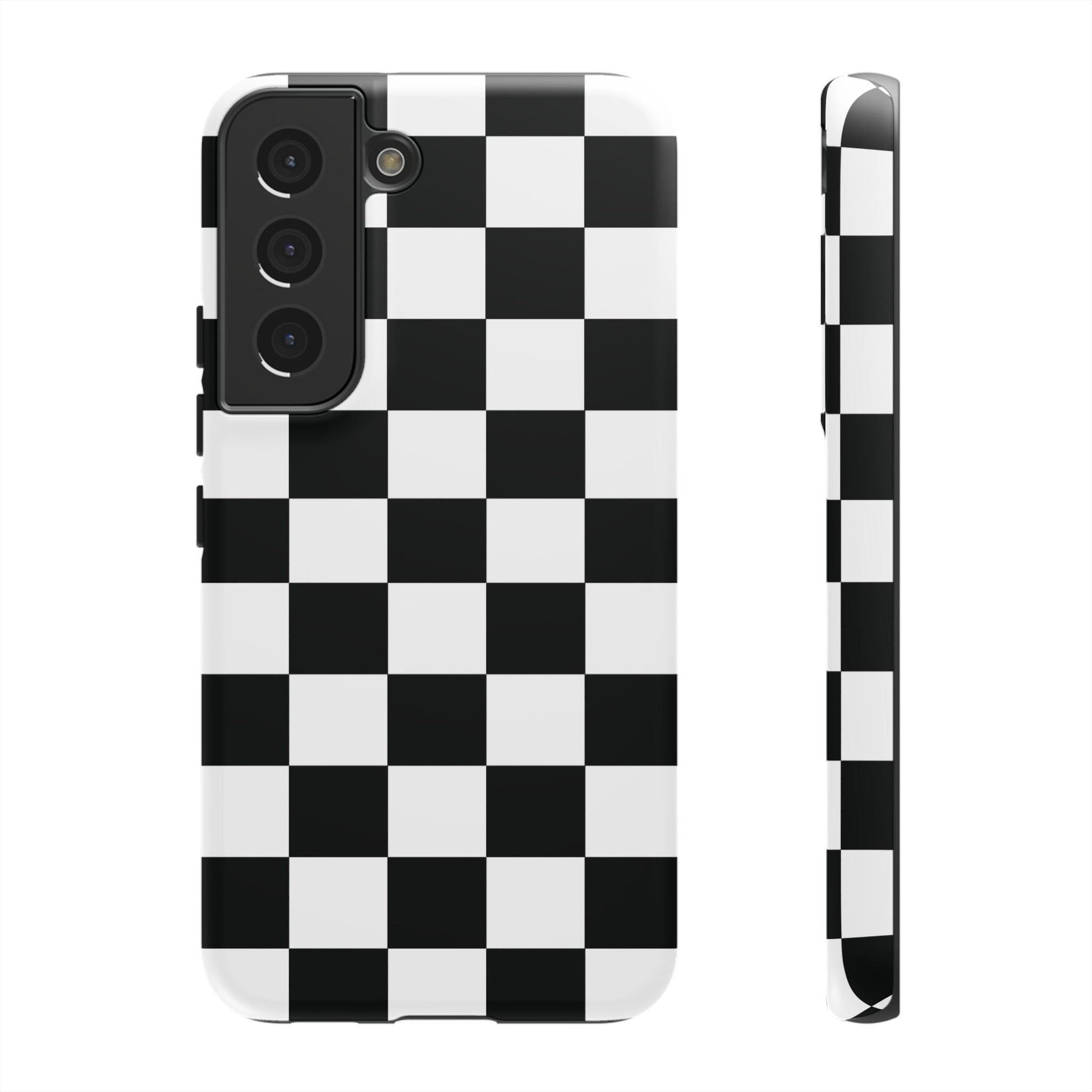 Checkered Protective Phone Cover High Gloss Black iPhone Case - Samsung Galaxy S22 / Matte - Phone Case