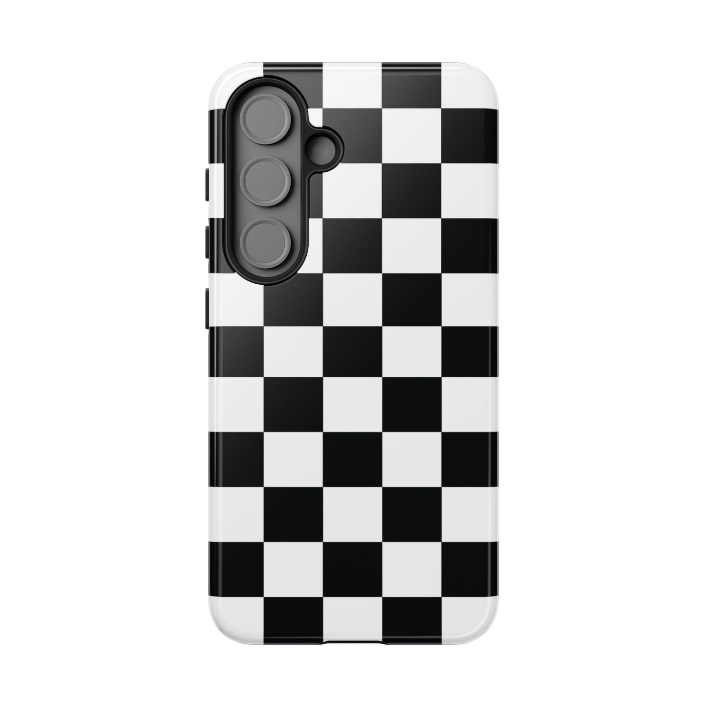 Checkered Protective Phone Cover High Gloss Black iPhone Case - Samsung Galaxy S25 / Glossy - Phone Case