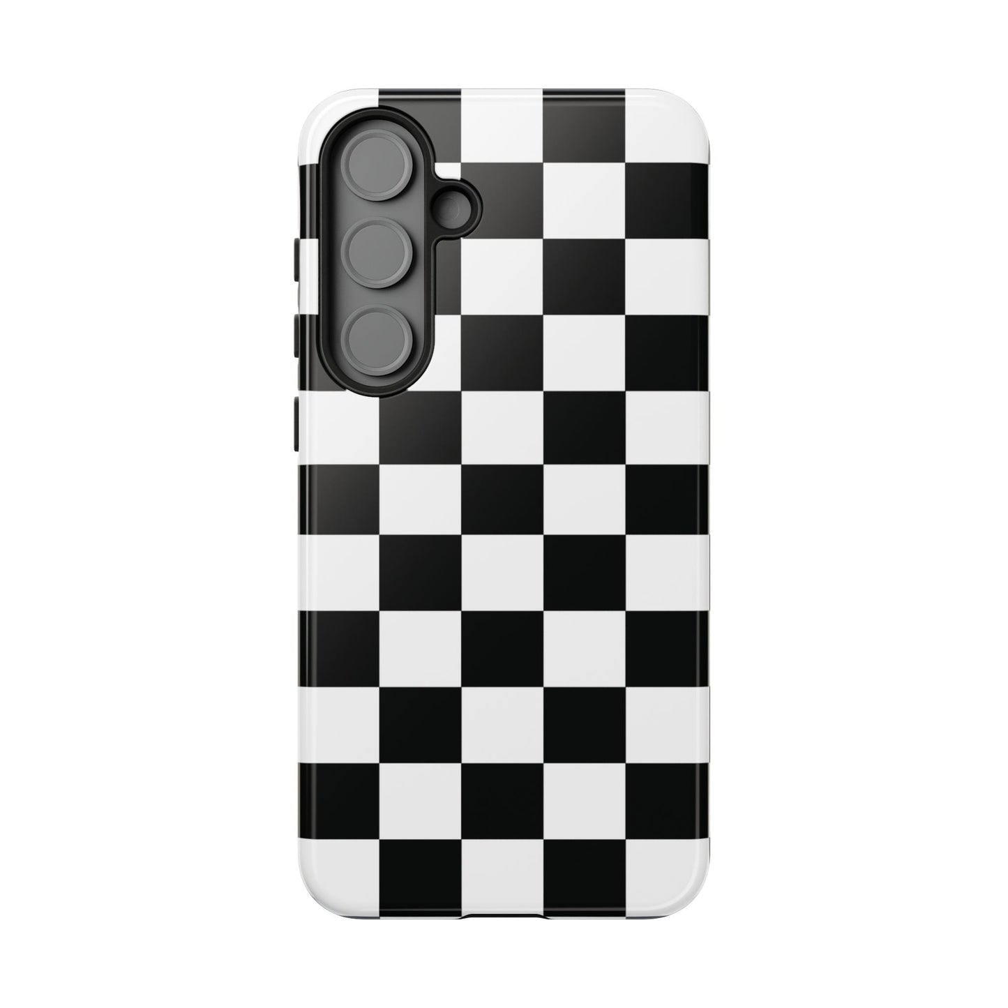 Checkered Protective Phone Cover High Gloss Black iPhone Case - Samsung Galaxy S25 Plus / Glossy - Phone Case