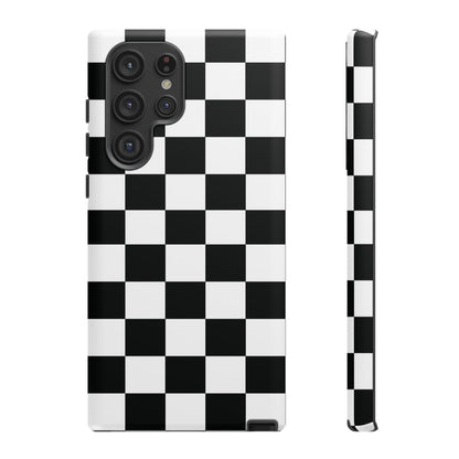 Checkered Protective Phone Cover High Gloss Black iPhone Case - Samsung Galaxy S22 Ultra / Matte - Phone Case