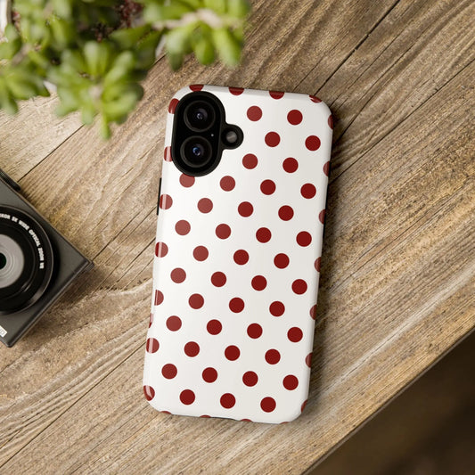 Cherry Red Polka dot Phone Case Cover - iPhone 16 Plus / Glossy - Phone Case