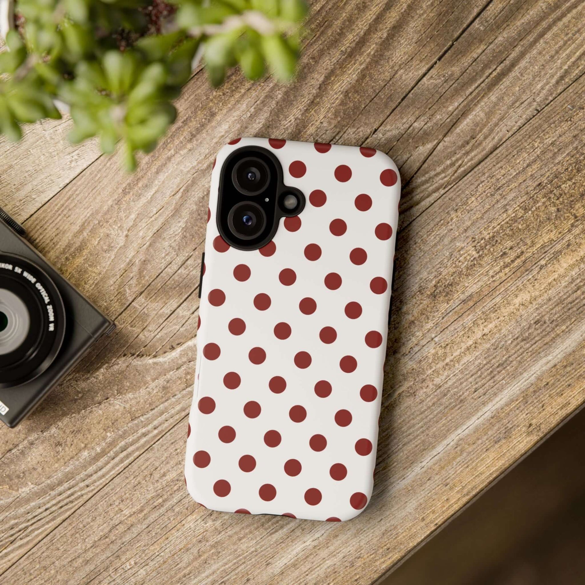 Cherry Red Polka dot Tough Case Phone Case for iPhone, Samsung, Google