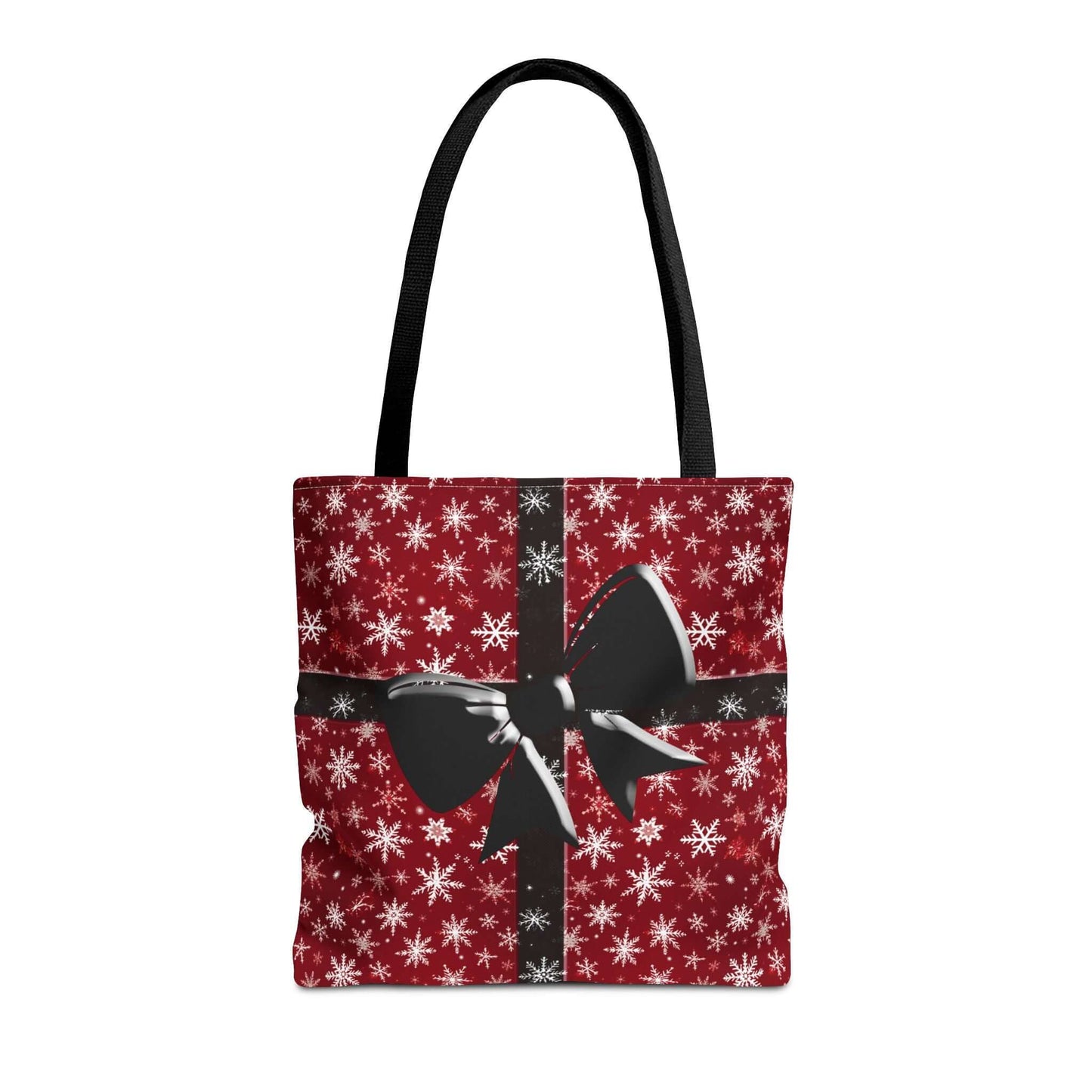 Christmas Bow Red Tote Bag - 16’’ × 16’’ / Black - Bags