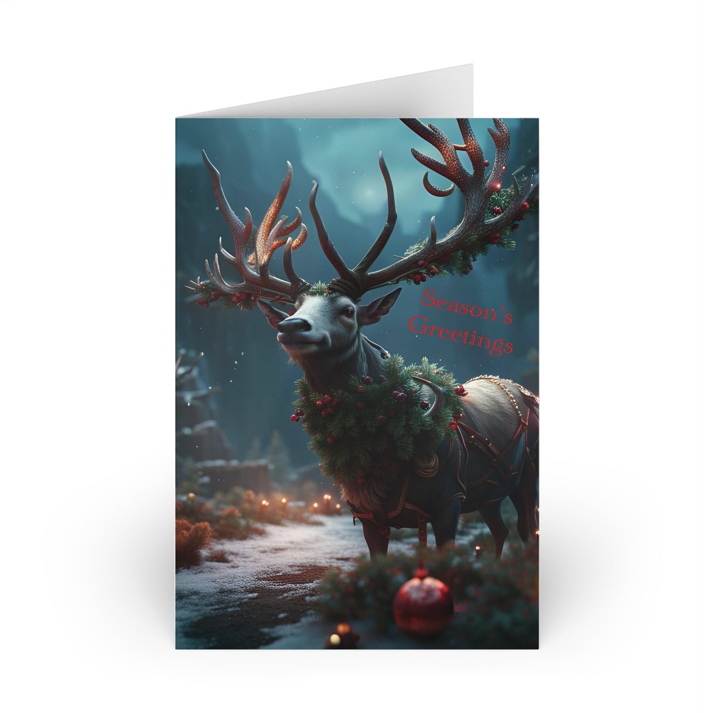 Christmas Reindeer Greeting Cards (1 or 10-pcs) - 1 pc / One size / White - Paper products