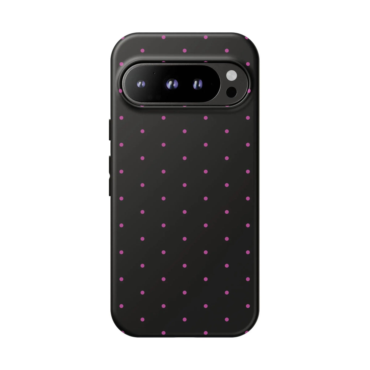 Elegant Pink Dot Black Tough Phone Case Stylish Accessories, - Google Pixel 9 Pro / Matte - Mobile Phone Cases