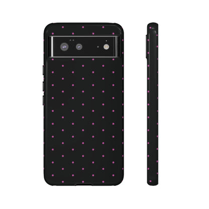 Elegant Pink Dot Black Tough Phone Case Stylish Accessories, - Google Pixel 6 / Glossy - Mobile Phone Cases