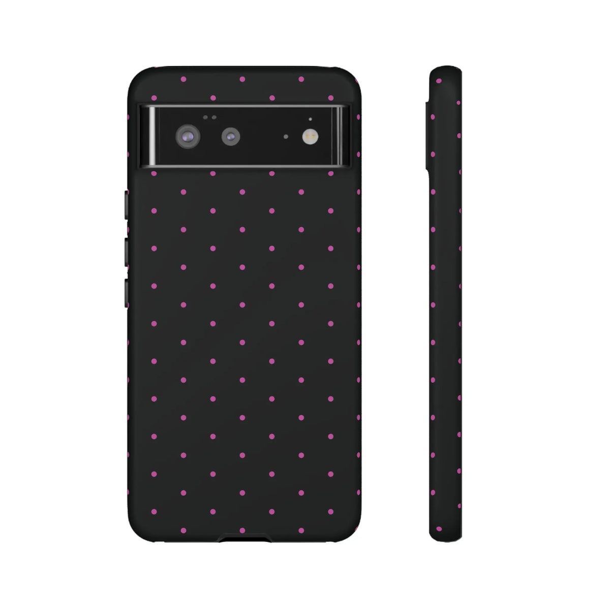 Elegant Pink Dot Black Tough Phone Case Stylish Accessories, - Google Pixel 6 / Matte - Mobile Phone Cases