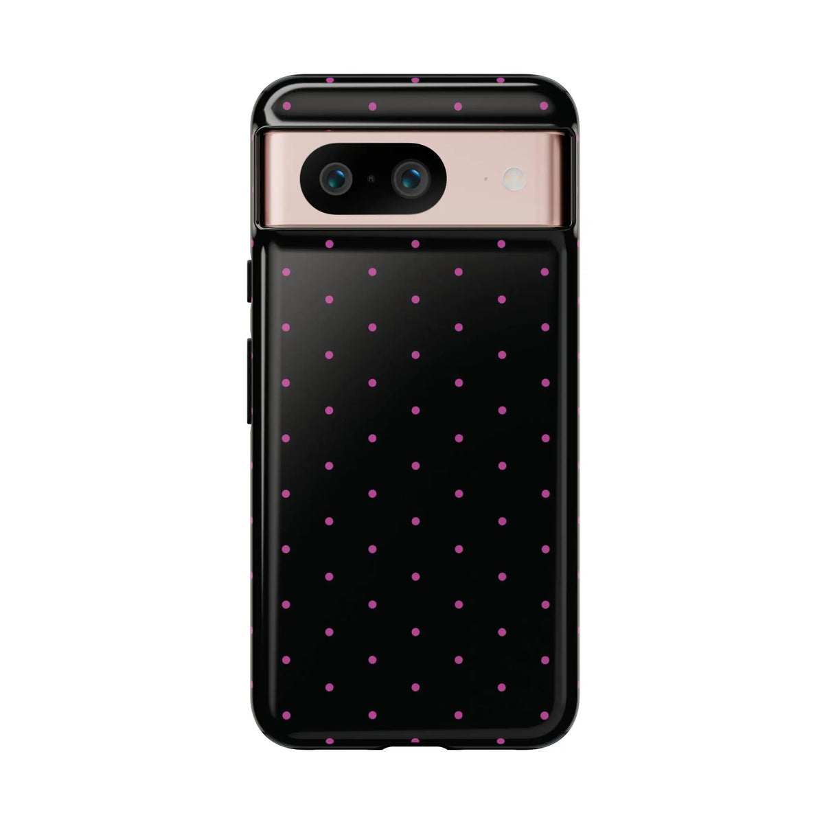 Elegant Pink Dot Black Tough Phone Case Stylish Accessories, - Google Pixel 8 / Glossy - Mobile Phone Cases