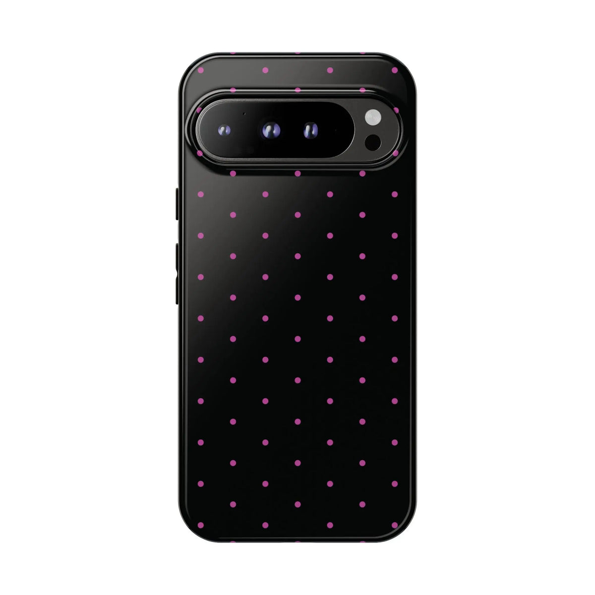 Elegant Pink Dot Black Tough Phone Case Stylish Accessories, - Google Pixel 9 Pro XL / Glossy - Mobile Phone Cases